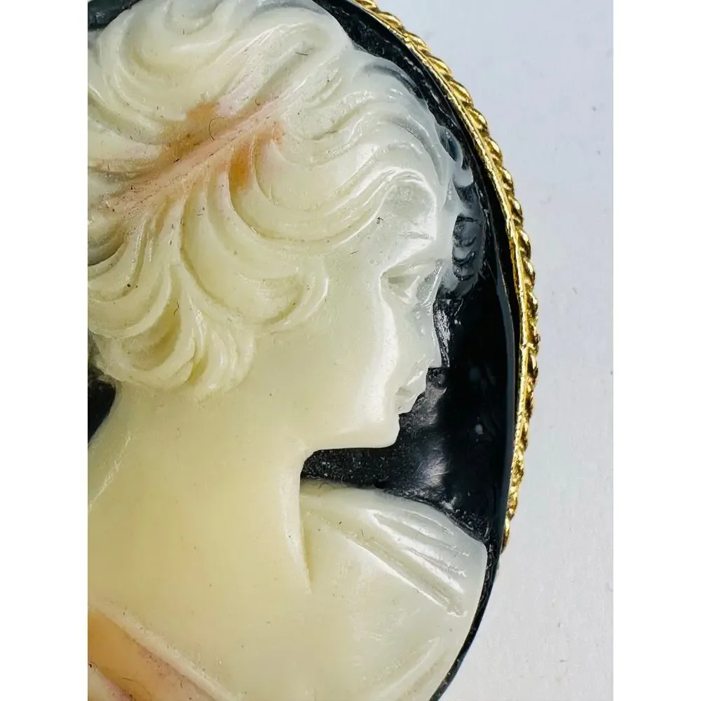 Vintage Cameo Brooch and Earrings Set